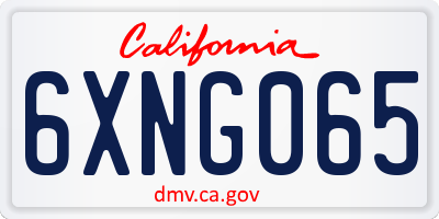 CA license plate 6XNG065