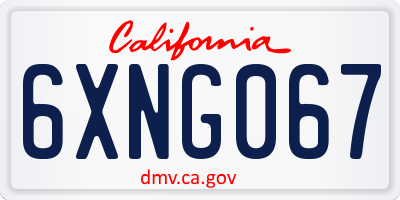 CA license plate 6XNG067