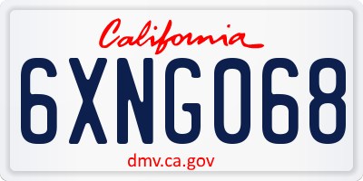 CA license plate 6XNG068