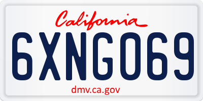CA license plate 6XNG069