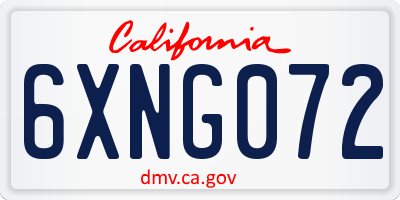 CA license plate 6XNG072