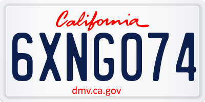 CA license plate 6XNG074