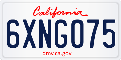 CA license plate 6XNG075