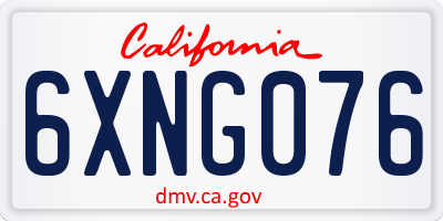 CA license plate 6XNG076