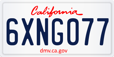 CA license plate 6XNG077