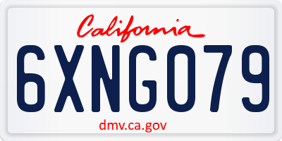 CA license plate 6XNG079