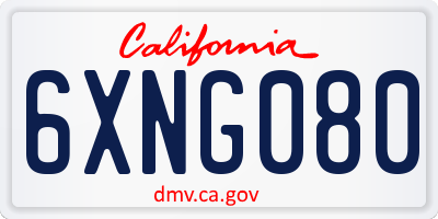 CA license plate 6XNG080