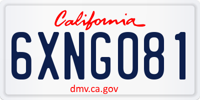 CA license plate 6XNG081