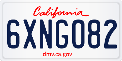 CA license plate 6XNG082