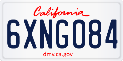 CA license plate 6XNG084