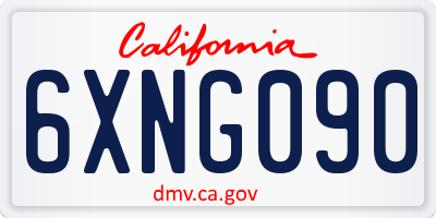 CA license plate 6XNG090