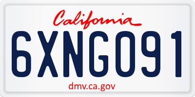 CA license plate 6XNG091