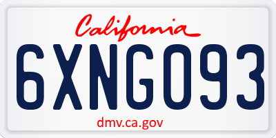 CA license plate 6XNG093