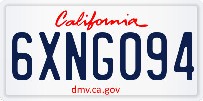 CA license plate 6XNG094