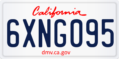 CA license plate 6XNG095
