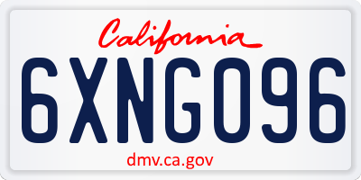 CA license plate 6XNG096