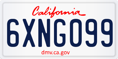 CA license plate 6XNG099