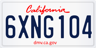 CA license plate 6XNG104
