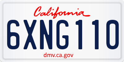 CA license plate 6XNG110