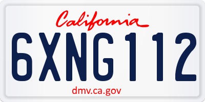 CA license plate 6XNG112