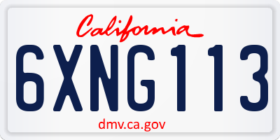 CA license plate 6XNG113