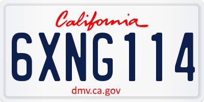 CA license plate 6XNG114