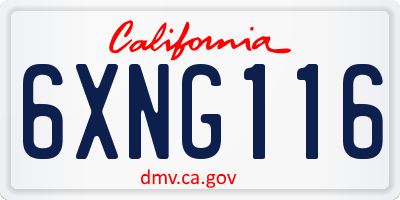CA license plate 6XNG116