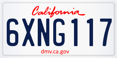 CA license plate 6XNG117