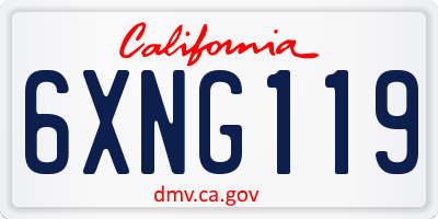 CA license plate 6XNG119
