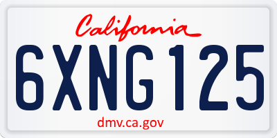 CA license plate 6XNG125