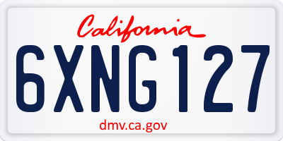 CA license plate 6XNG127