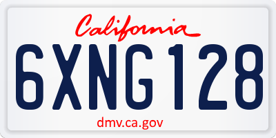 CA license plate 6XNG128