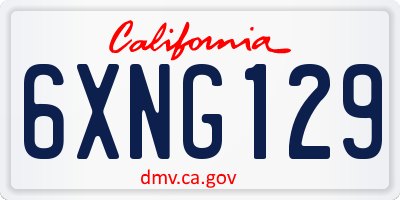 CA license plate 6XNG129