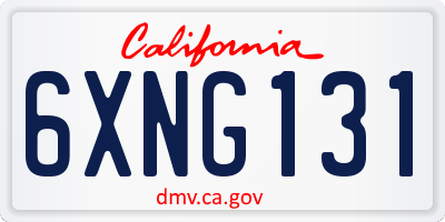 CA license plate 6XNG131