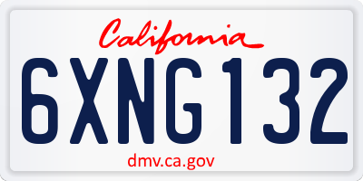 CA license plate 6XNG132