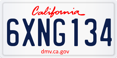 CA license plate 6XNG134