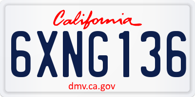 CA license plate 6XNG136