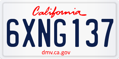 CA license plate 6XNG137