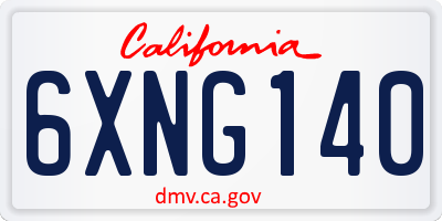 CA license plate 6XNG140