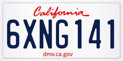 CA license plate 6XNG141