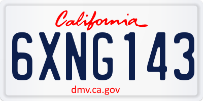 CA license plate 6XNG143