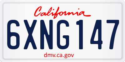 CA license plate 6XNG147
