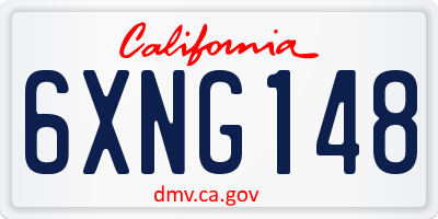 CA license plate 6XNG148