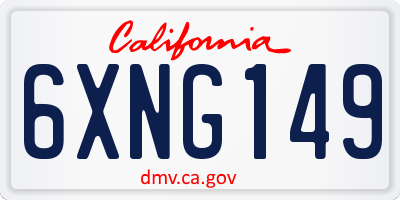 CA license plate 6XNG149
