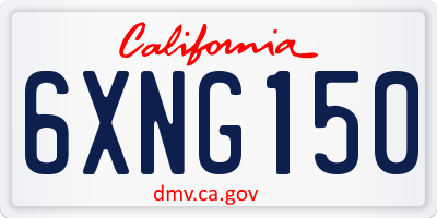 CA license plate 6XNG150