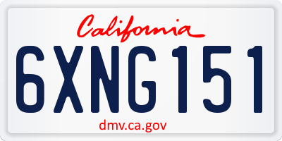 CA license plate 6XNG151
