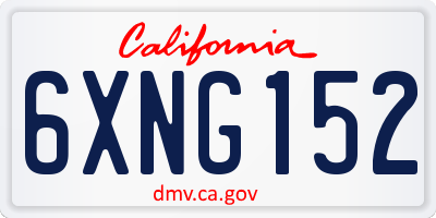 CA license plate 6XNG152
