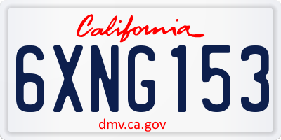 CA license plate 6XNG153