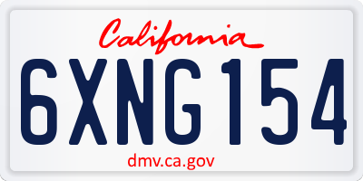 CA license plate 6XNG154