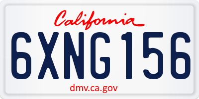 CA license plate 6XNG156